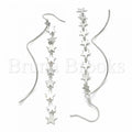 Sterling Silver 02.367.0009 Long Earring, Star Design, Polished Finish, Rhodium Tone