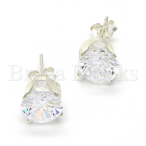 Sterling Silver 02.63.2609 Stud Earring, with White Cubic Zirconia, Polished Finish,