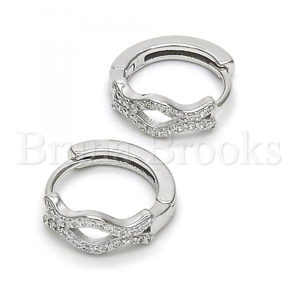 Sterling Silver 02.291.0004.15 Huggie Hoop, with White Micro Pave, Polished Finish, Rhodium Tone