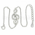 Sterling Silver 03.336.0070.08 Fancy Bracelet, Music Note Design, with White Micro Pave, Polished Finish, Rhodium Tone