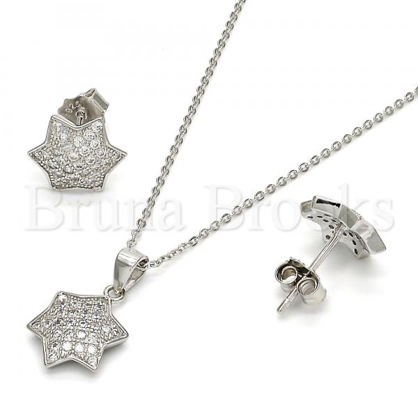 Sterling Silver 10.174.0184 Earring and Pendant Adult Set, with White Micro Pave, Polished Finish, Rhodium Tone