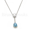 Rhodium Plated Fancy Necklace, Teardrop Design, with Swarovski Crystals and Cubic Zirconia, Rhodium Tone