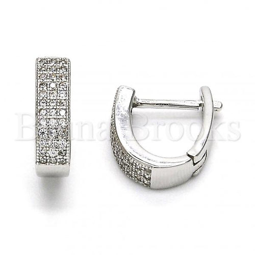 Bruna Brooks Sterling Silver 02.175.0041.10 Huggie Hoop, with White Micro Pave, Polished Finish, Rhodium Tone