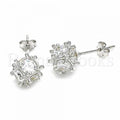 Bruna Brooks Sterling Silver 02.367.0022 Stud Earring, with White Cubic Zirconia, Polished Finish, Rhodium Tone