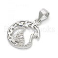 Sterling Silver 05.336.0016 Fancy Pendant, Swan Design, with White Micro Pave, Polished Finish, Rhodium Tone