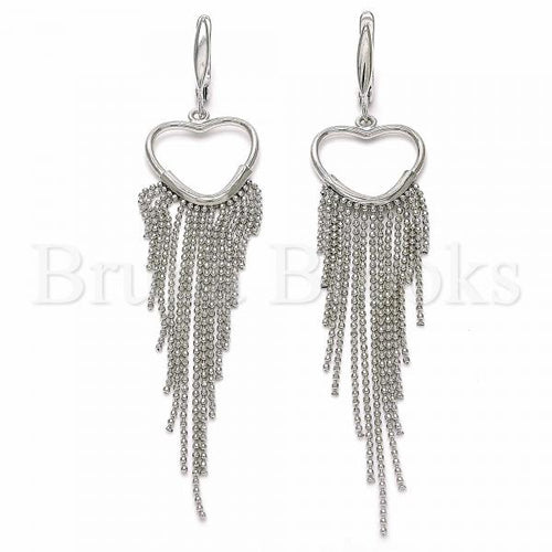 Bruna Brooks Sterling Silver 02.367.0018.10 Huggie Hoop, Heart Design, Polished Finish, Rhodium Tone