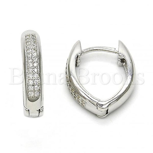 Bruna Brooks Sterling Silver 02.174.0062.15 Huggie Hoop, with White Micro Pave, Polished Finish, Rhodium Tone