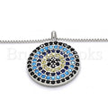 Sterling Silver 04.336.0074.16 Fancy Necklace, with Multicolor Micro Pave, Polished Finish, Rhodium Tone