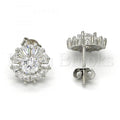 Sterling Silver 02.175.0111 Stud Earring, with White Cubic Zirconia, Polished Finish, Rhodium Tone