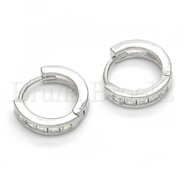 Sterling Silver 02.186.0103.15 Huggie Hoop, with White Cubic Zirconia, Polished Finish, Rhodium Tone