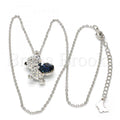 Rhodium Plated Fancy Necklace, Teddy Bear Design, with Swarovski Crystals, Rhodium Tone