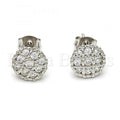 Sterling Silver 02.285.0012 Stud Earring, with White Cubic Zirconia, Polished Finish, Rhodium Tone