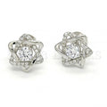 Sterling Silver 02.285.0070 Stud Earring, with White Cubic Zirconia, Polished Finish,