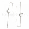 Sterling Silver 02.367.0012 Threader Earring, Moon Design, with White Cubic Zirconia, Polished Finish, Rhodium Tone