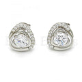 Sterling Silver 02.285.0017 Stud Earring, with White Cubic Zirconia and White Micro Pave, Polished Finish, Rhodium Tone