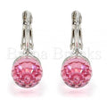 Rhodium Plated Leverback Earring, Disco Design, with Swarovski Crystals, Rhodium Tone