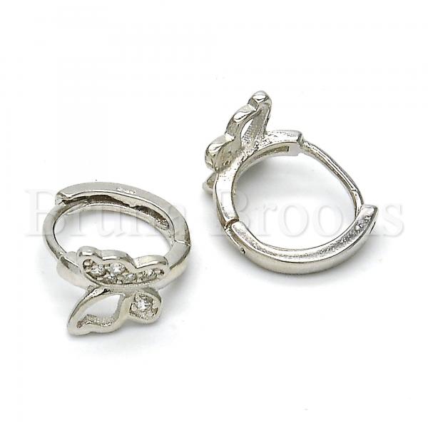 Sterling Silver 02.175.0082.15 Huggie Hoop, Butterfly Design, with White Micro Pave, Polished Finish, Rhodium Tone