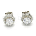 Sterling Silver 02.186.0022 Stud Earring, with White Cubic Zirconia, Polished Finish, Rhodium Tone