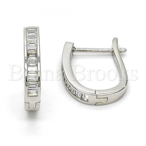 Bruna Brooks Sterling Silver 02.286.0005.15 Huggie Hoop, with White Cubic Zirconia, Polished Finish, Rhodium Tone