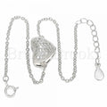 Sterling Silver 03.336.0094.07 Fancy Bracelet, Heart Design, with White Cubic Zirconia, Polished Finish, Rhodium Tone