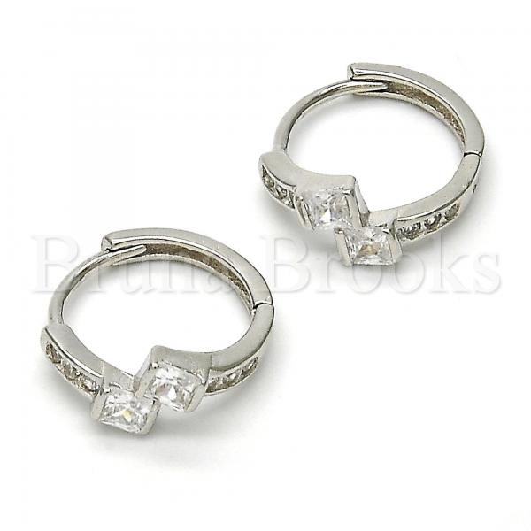 Sterling Silver 02.175.0083.15 Huggie Hoop, with White Cubic Zirconia, Polished Finish, Rhodium Tone