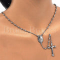 Sterling Silver 09.285.0005.28 Thin Rosary, Virgen Maria and Cross Design, Polished Finish, Rhodium Tone