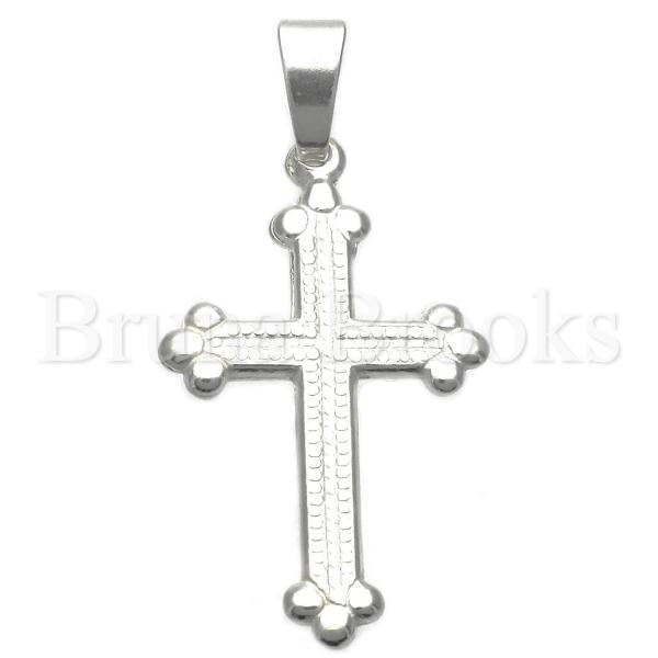 Bruna Brooks Sterling Silver 05.16.0191 Religious Pendant, Cross Design, Polished Finish, Silver Tone