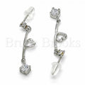 Sterling Silver 02.367.0023 Long Earring, Heart Design, with White Cubic Zirconia, Polished Finish, Rhodium Tone