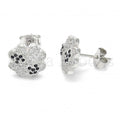 Bruna Brooks Sterling Silver 02.186.0073 Stud Earring, with Black and White Micro Pave, Polished Finish, Rhodium Tone