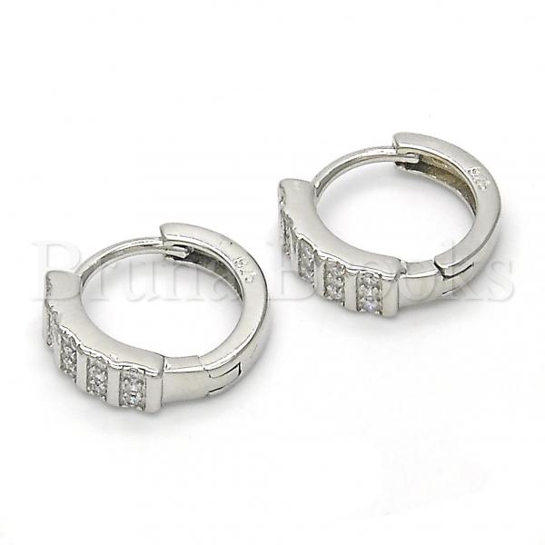 Sterling Silver 02.175.0175.15 Huggie Hoop, with White Micro Pave, Polished Finish, Rhodium Tone