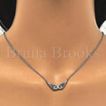 Sterling Silver 04.336.0034.16 Fancy Necklace, with White Crystal, Polished Finish, Rhodium Tone