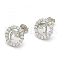 Sterling Silver 02.285.0040 Stud Earring, Dolphin Design, with White Cubic Zirconia, Polished Finish,