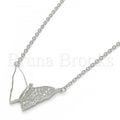 Sterling Silver 04.336.0061.16 Fancy Necklace, Butterfly Design, with White Micro Pave, Polished Finish, Rhodium Tone