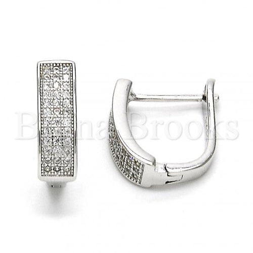 Bruna Brooks Sterling Silver 02.175.0046.15 Huggie Hoop, with White Micro Pave, Polished Finish, Rhodium Tone