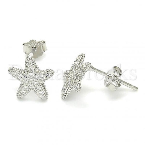 Bruna Brooks Sterling Silver 02.366.0015 Stud Earring, with White Cubic Zirconia, Polished Finish, Rhodium Tone
