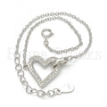 Sterling Silver 03.336.0003.07 Fancy Bracelet, Heart Design, with White Micro Pave, Polished Finish, Rhodium Tone