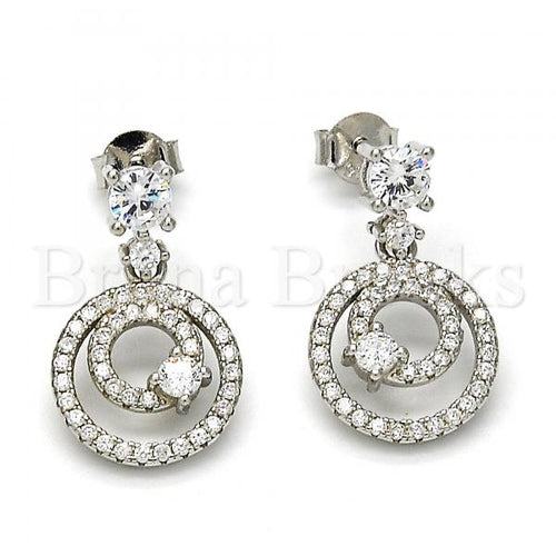 Bruna Brooks Sterling Silver 02.175.0131 Dangle Earring, with White Cubic Zirconia and White Crystal, Polished Finish, Rhodium Tone