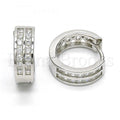 Bruna Brooks Sterling Silver 02.286.0004.15 Huggie Hoop, with White Cubic Zirconia, Polished Finish, Rhodium Tone