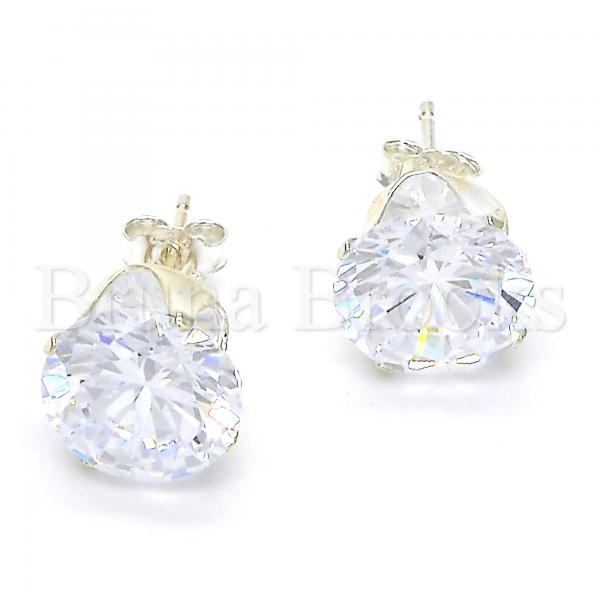 Sterling Silver 02.63.2610 Stud Earring, with White Cubic Zirconia, Polished Finish,