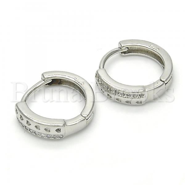 Sterling Silver 02.175.0154.15 Huggie Hoop, with White Micro Pave, Polished Finish, Rhodium Tone