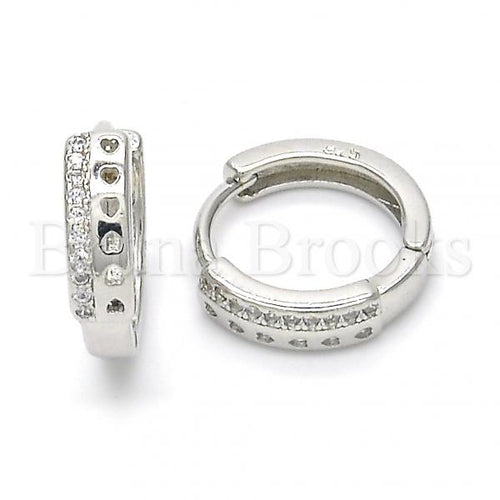 Bruna Brooks Sterling Silver 02.175.0154.15 Huggie Hoop, with White Micro Pave, Polished Finish, Rhodium Tone