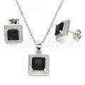 Sterling Silver Earring and Pendant Adult Set, with Cubic Zirconia and Micro Pave, Rhodium Tone