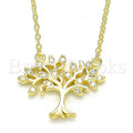 Sterling Silver Fancy Necklace, Tree Design, with Crystal, Rhodium Tone