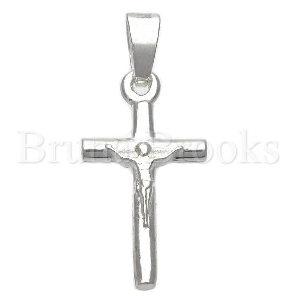 Bruna Brooks Sterling Silver 05.16.0189 Religious Pendant, Crucifix Design, Polished Finish, Silver Tone