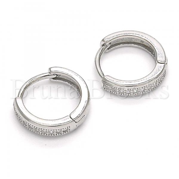 Sterling Silver 02.186.0104.15 Huggie Hoop, with White Micro Pave, Polished Finish, Rhodium Tone