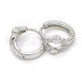 Sterling Silver 02.175.0144.15 Huggie Hoop, Heart Design, with White Micro Pave, Polished Finish, Rhodium Tone