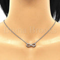 Sterling Silver 04.336.0175.16 Fancy Necklace, Infinite Design, with White Crystal, Polished Finish, Rhodium Tone