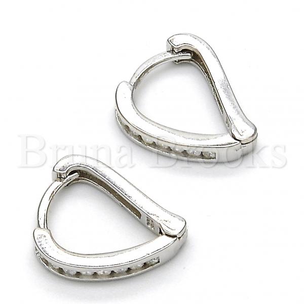 Sterling Silver 02.186.0044.10 Huggie Hoop, with White Cubic Zirconia, Polished Finish, Rhodium Tone