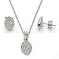 Sterling Silver 10.174.0230 Earring and Pendant Adult Set, with White Micro Pave, Polished Finish, Rhodium Tone