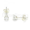 Sterling Silver Stud Earring, with Cubic Zirconia,